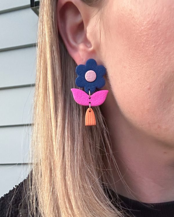 Flora Dangles - Navy - Image 2