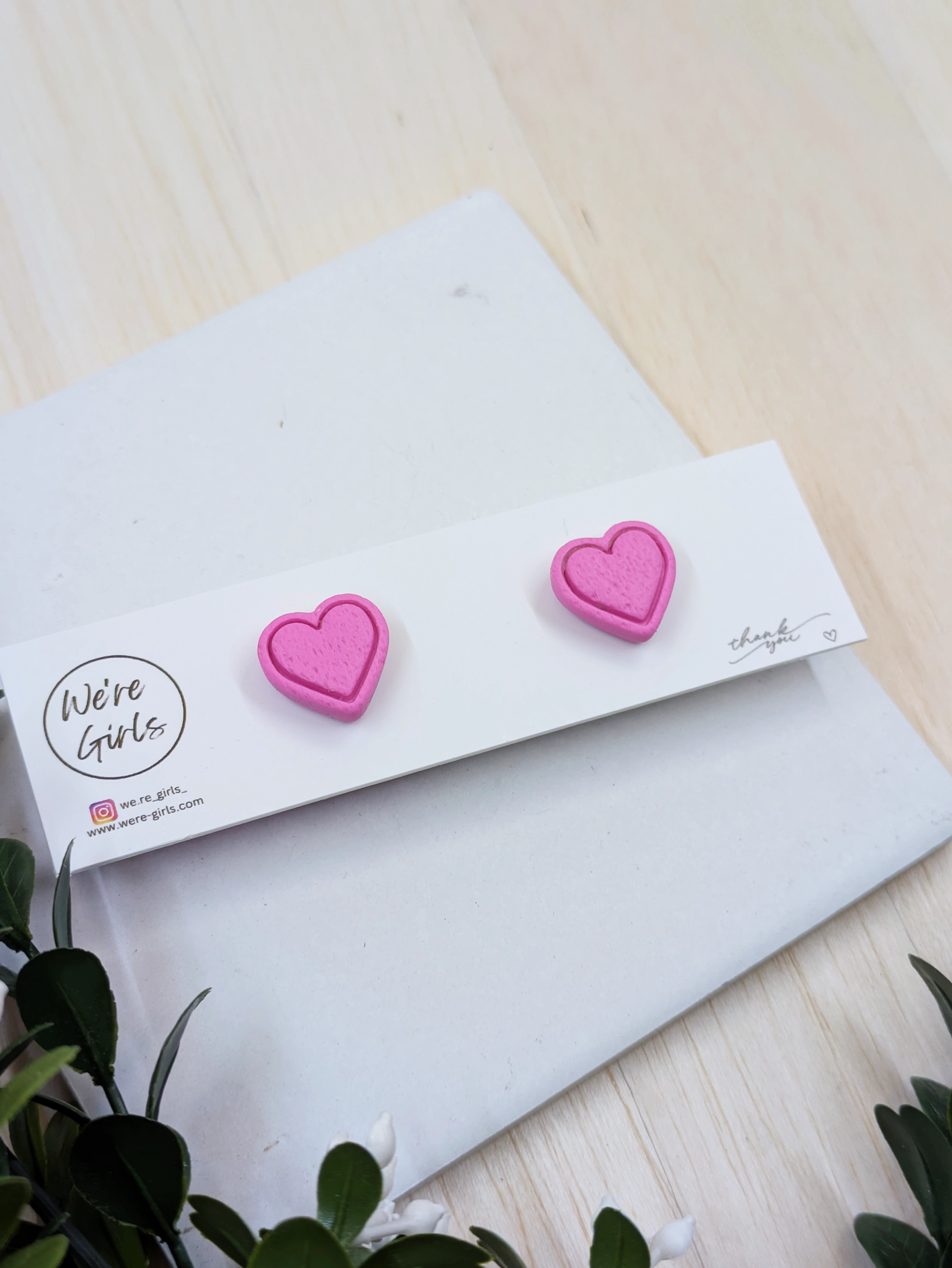 Heart Studs – Pink