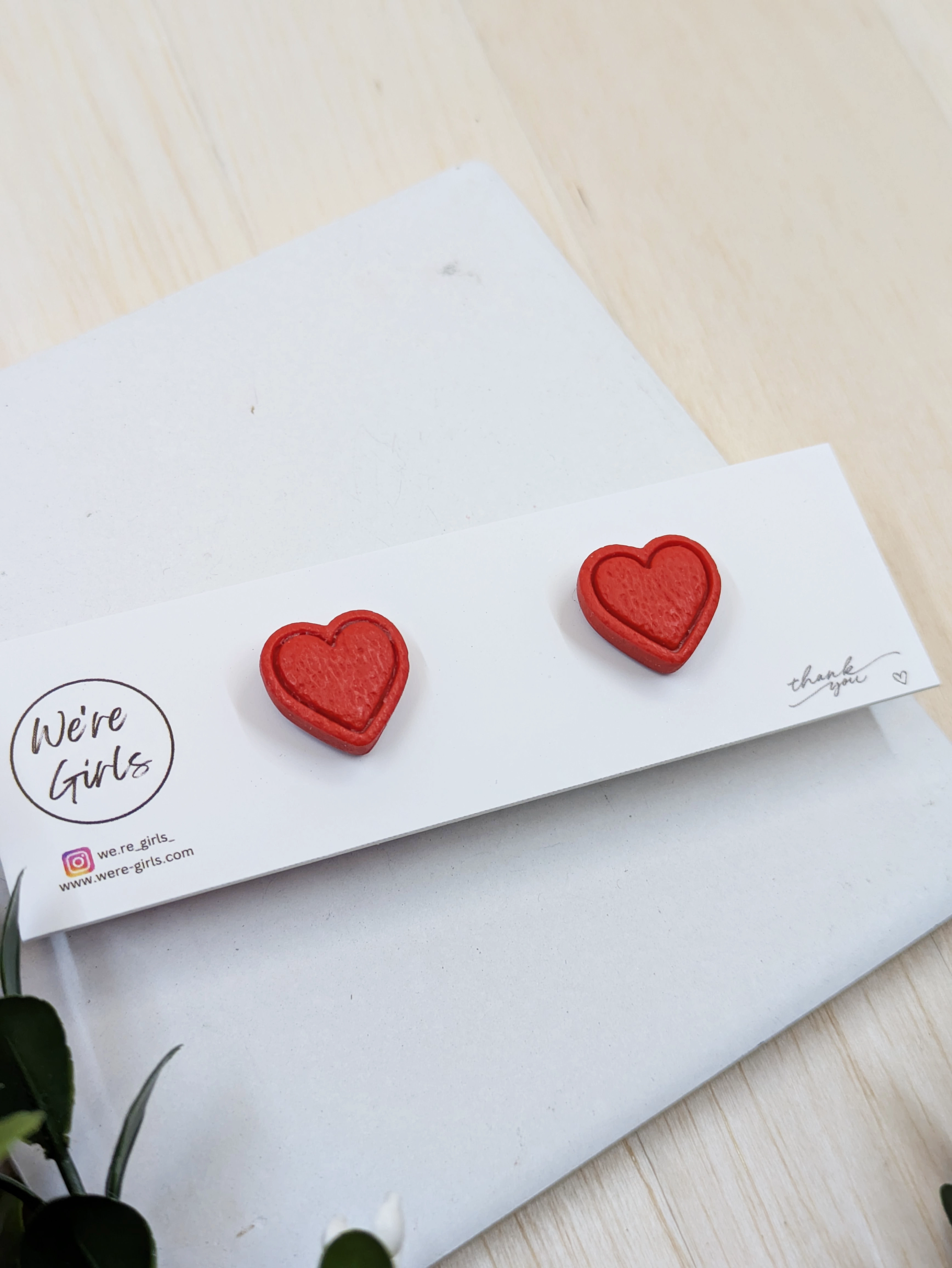 Heart Studs – Red