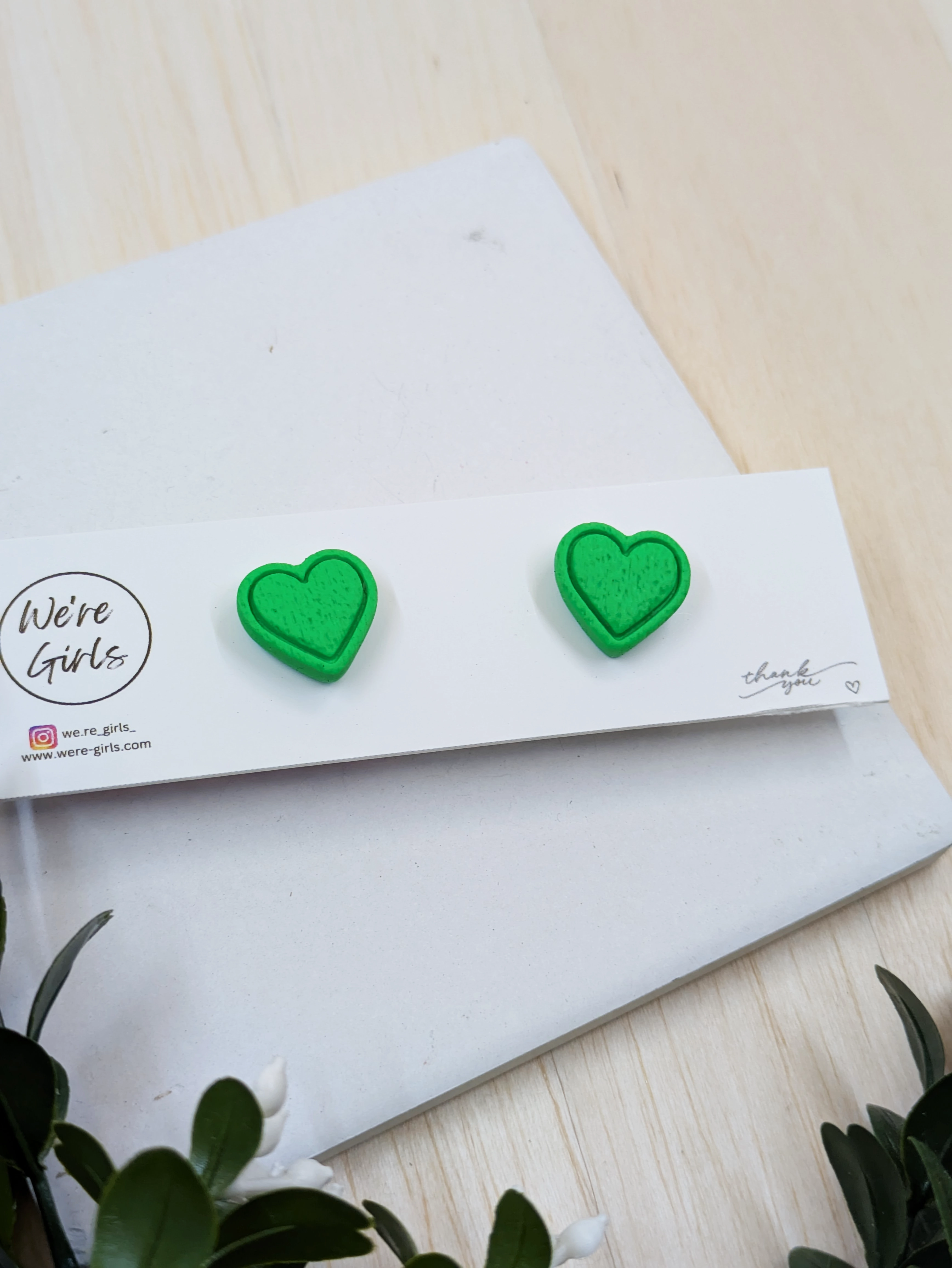 Heart Studs – Green