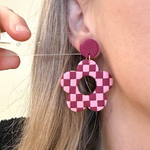 Bede Maroon Pink Chequered Dangles II