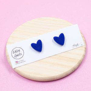 Navy Blue Heart Studs