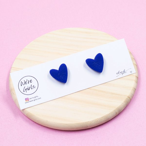Navy Blue Heart Studs