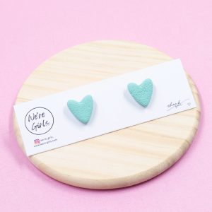 Cyan Heart Studs