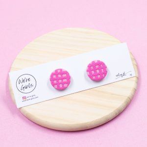 Pink Chequered Studs