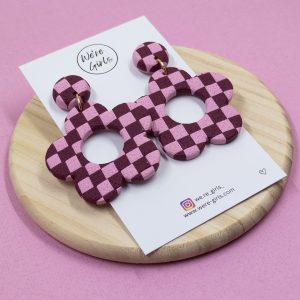 Bede Maroon Pink Chequered Dangles I