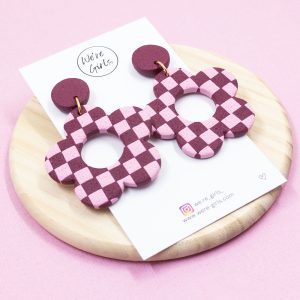 Bede Maroon Pink Chequered Dangles II