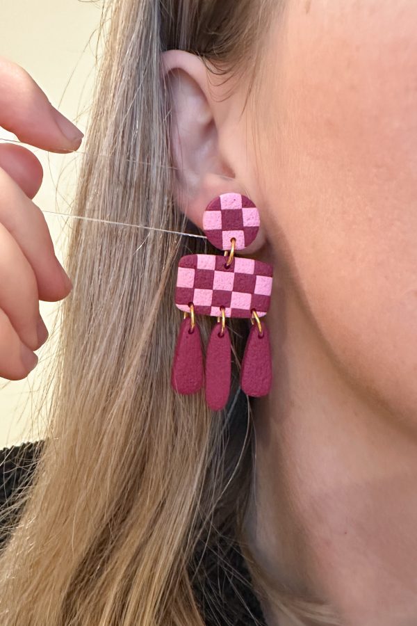 Emma Maroon Pink Dangles - Image 2