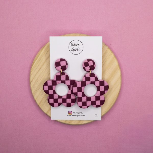 Bede Dangles - Checkered Raspberry