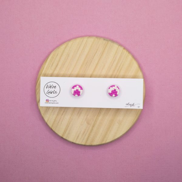 Micro Studs - Pink and White Bargello