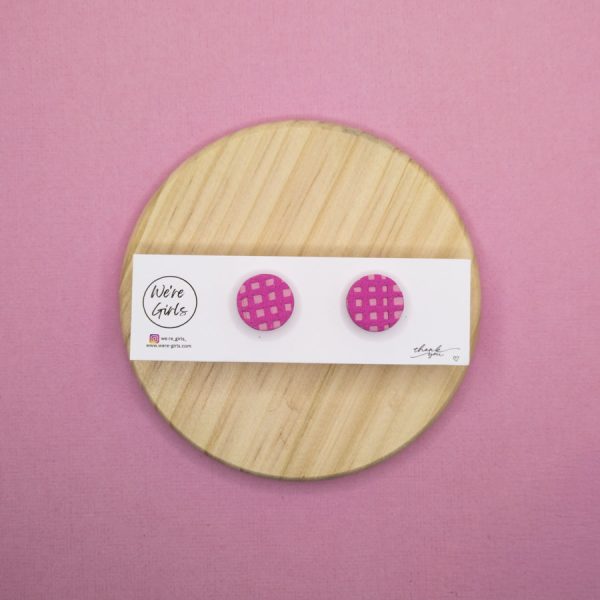 Emma Studs- Pink Gingham