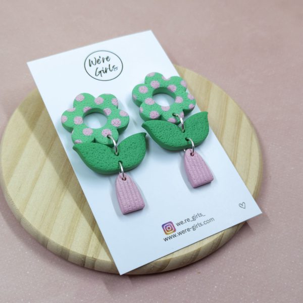 Flora Dangles - Green and Pink