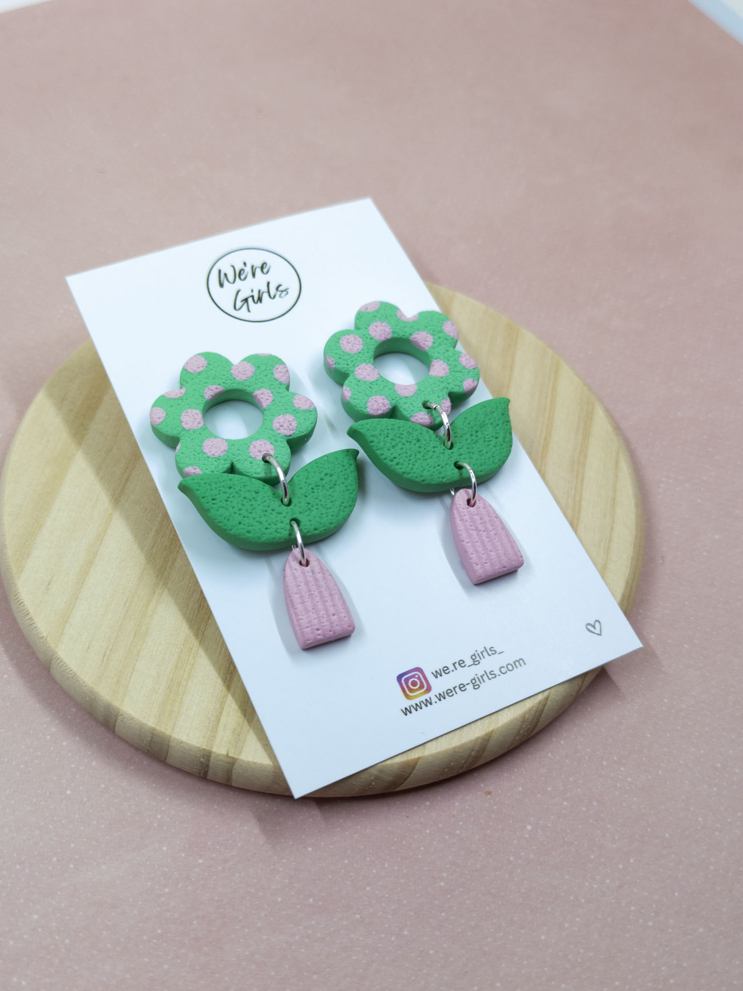 Flora Dangles - Green and Pink