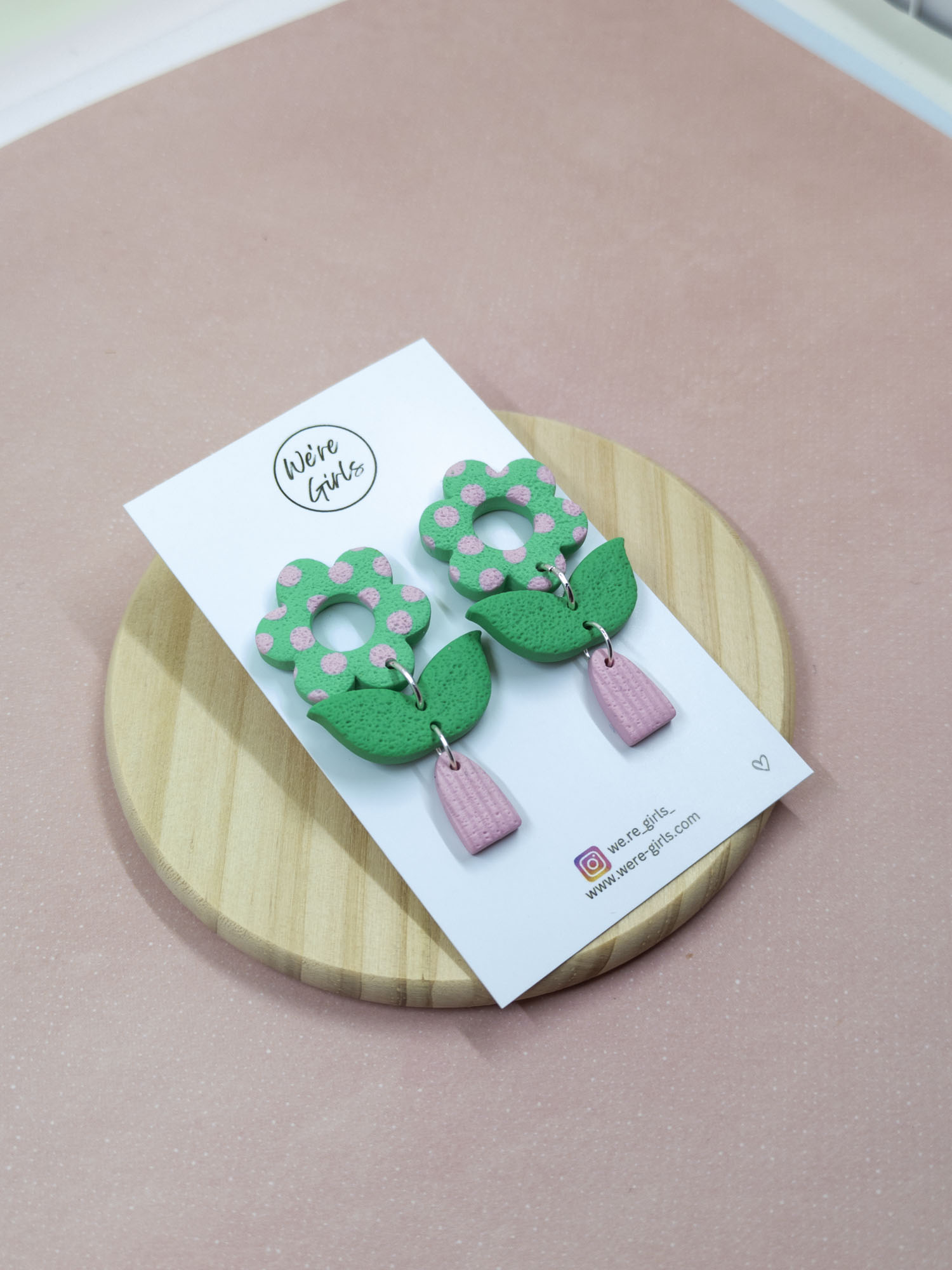 Flora Dangles - Green and Pink - Image 2