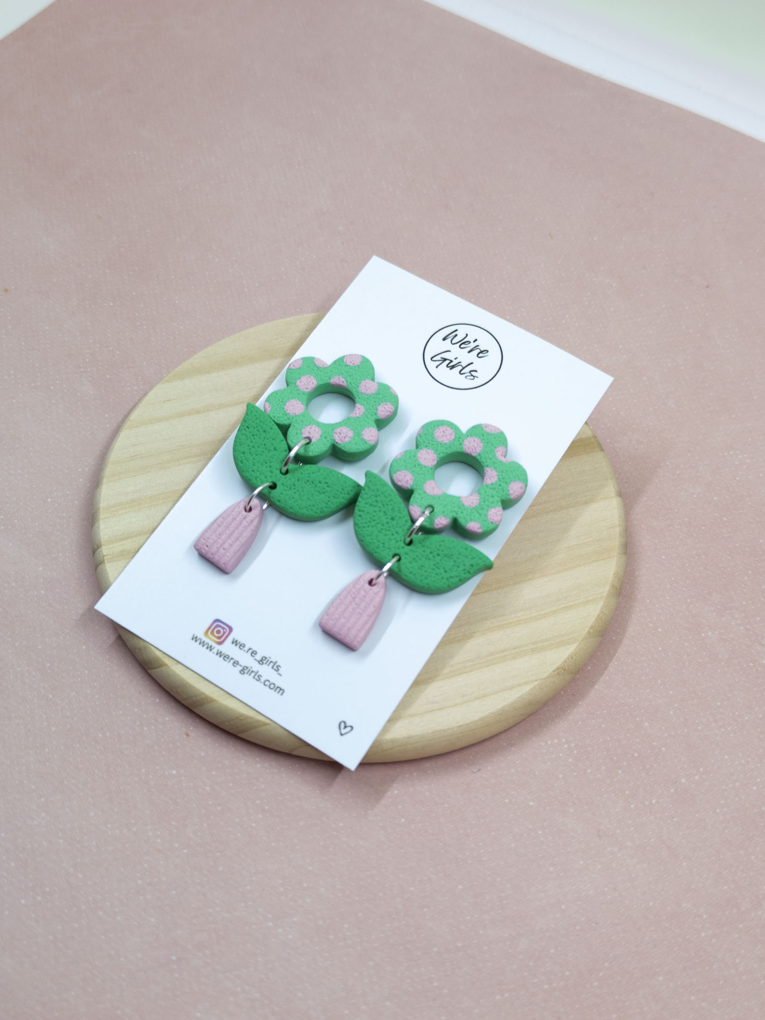 Flora Dangles - Green and Pink - Image 3