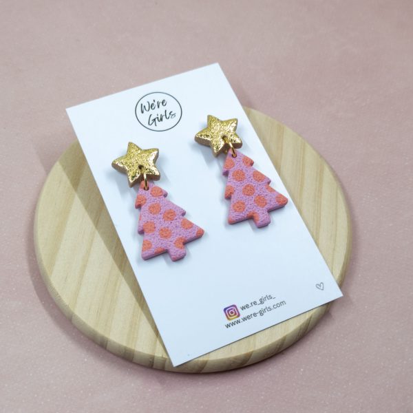 Tree Dangles - Coral Polka Dot (4cm)