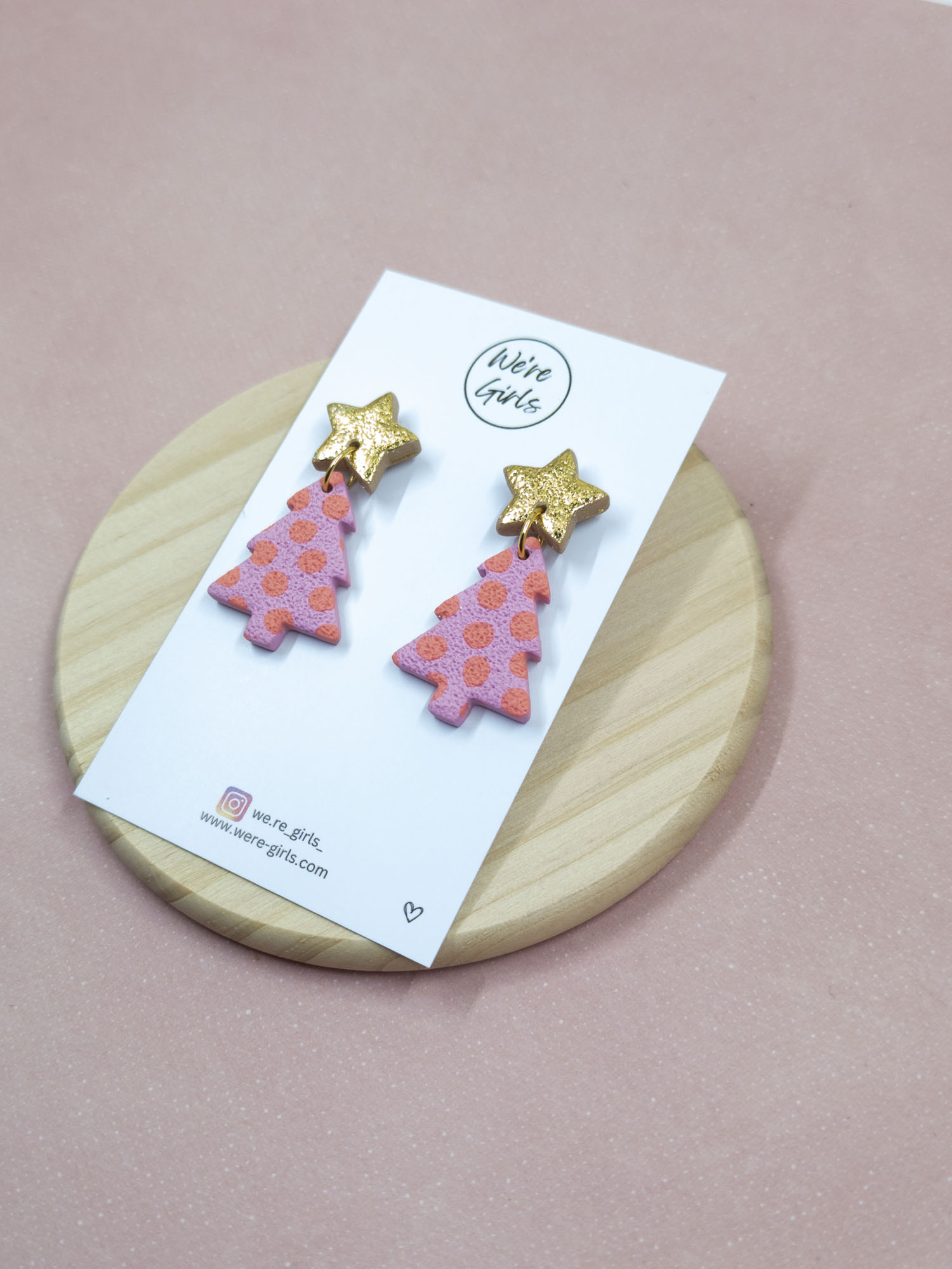 Tree Dangles - Coral Polka Dot (4cm) - Image 2
