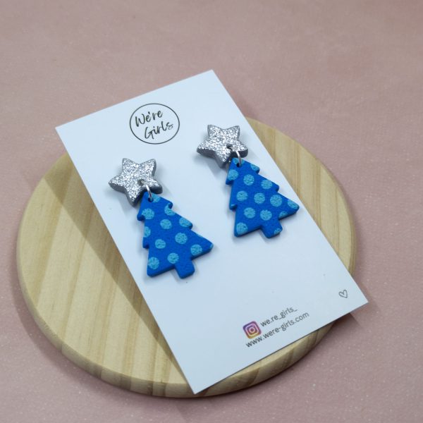 Tree Dangles- Blue Polka Dot (4cm)