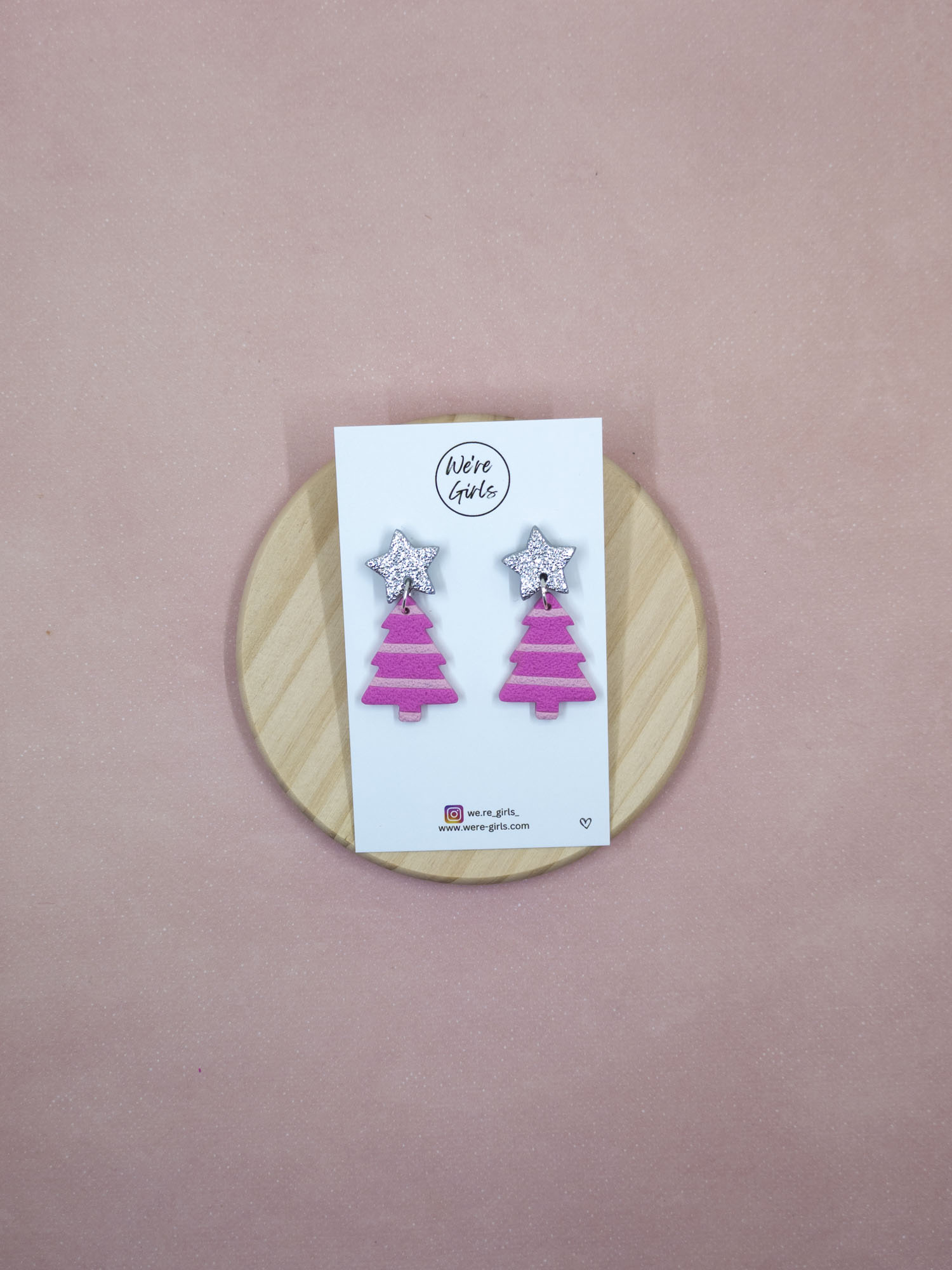 Tree Dangles- Pink Striped (4cm) - Image 4