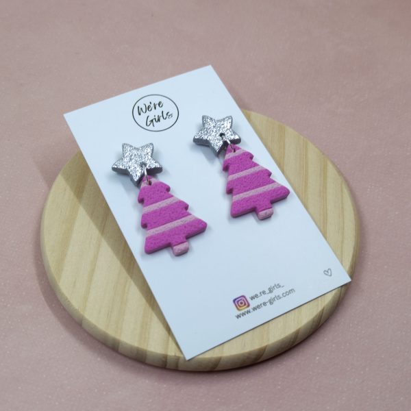 Tree Dangles- Pink Striped (4cm)