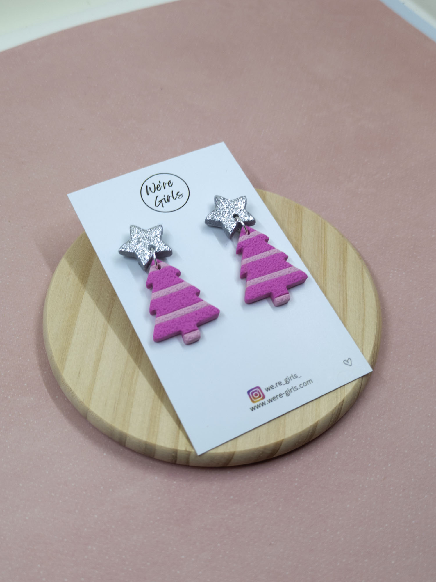 Tree Dangles- Pink Striped (4cm)