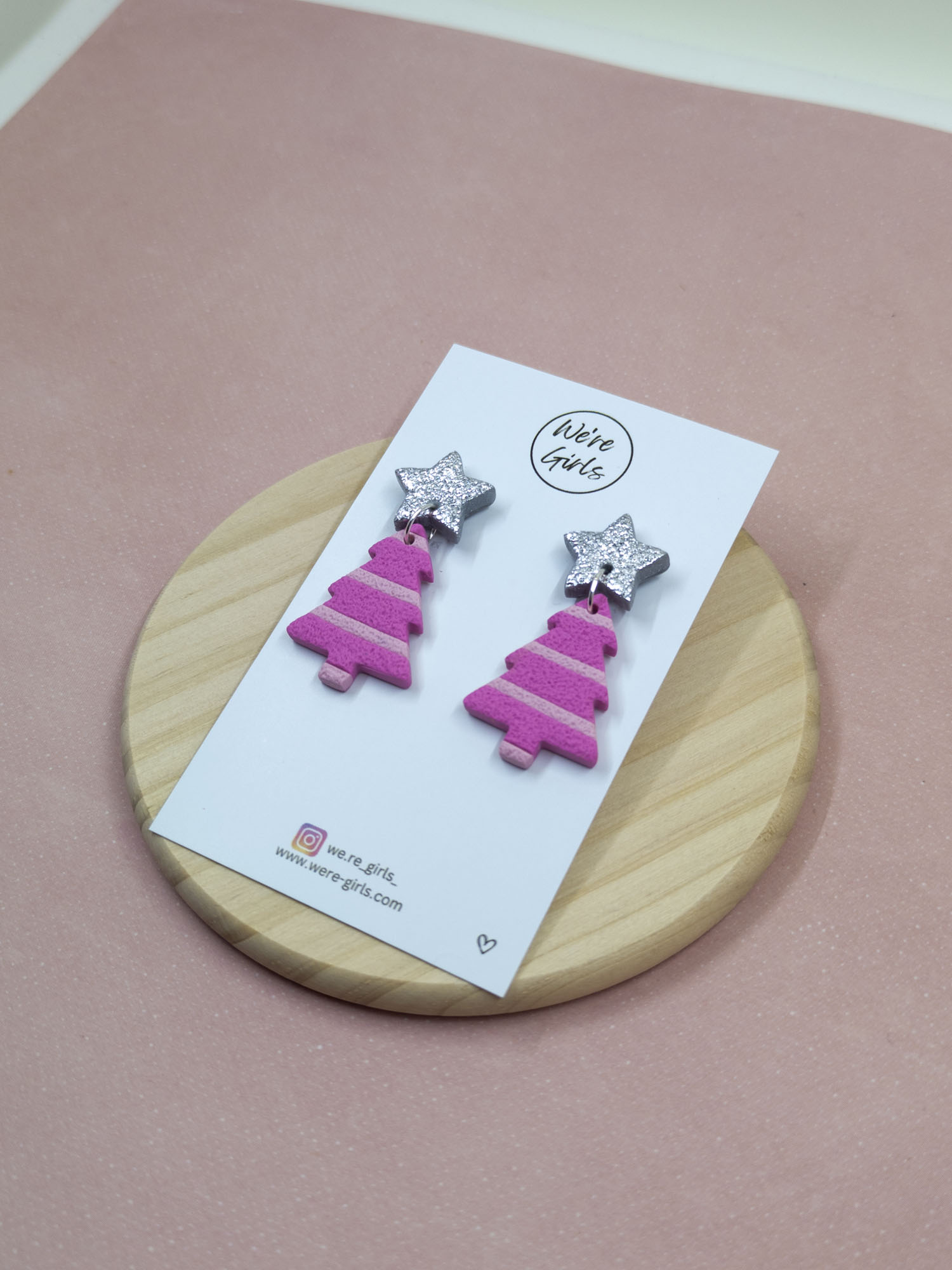 Tree Dangles- Pink Striped (4cm) - Image 2