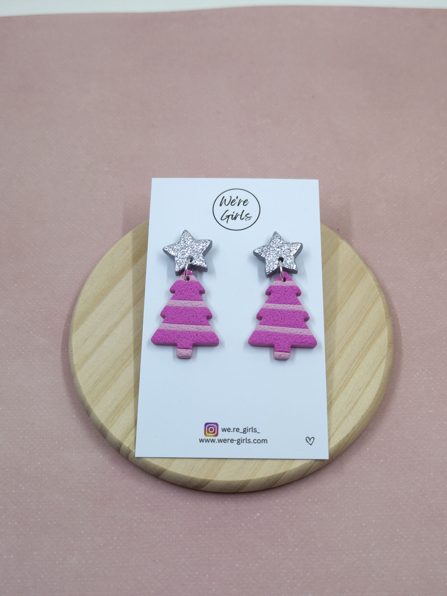 Tree Dangles- Pink Striped (4cm) - Image 3