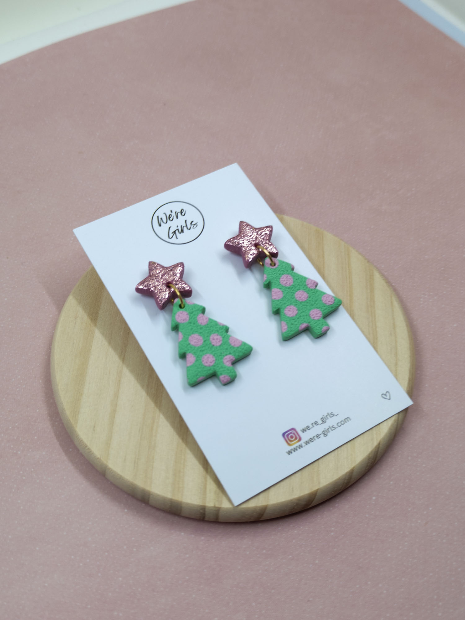 Tree Dangles- Green Polka Dot (4cm)
