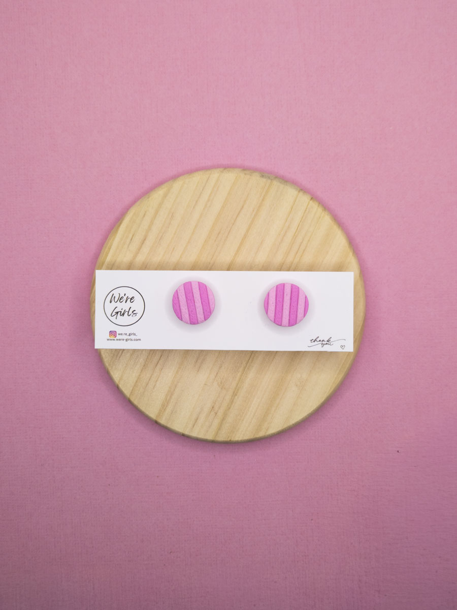 Micro Studs Pink Striped